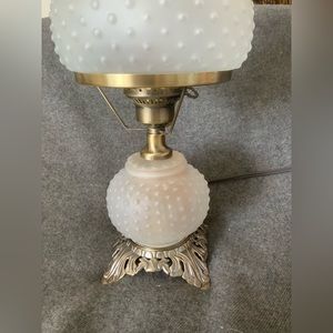 17” tall - opaque glass hobnail boudoir “gone with the wind” lamp